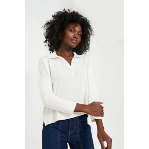 TUCKERNUCK White Clayton Long Sleeve Knit Polo Size XS/S NWT